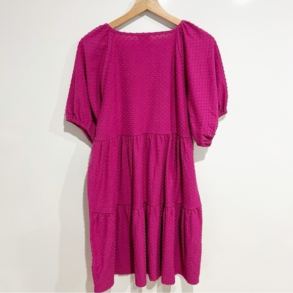 NWT J. Crew magenta puff sleeves Swiss dot dress - Picture 3 of 9